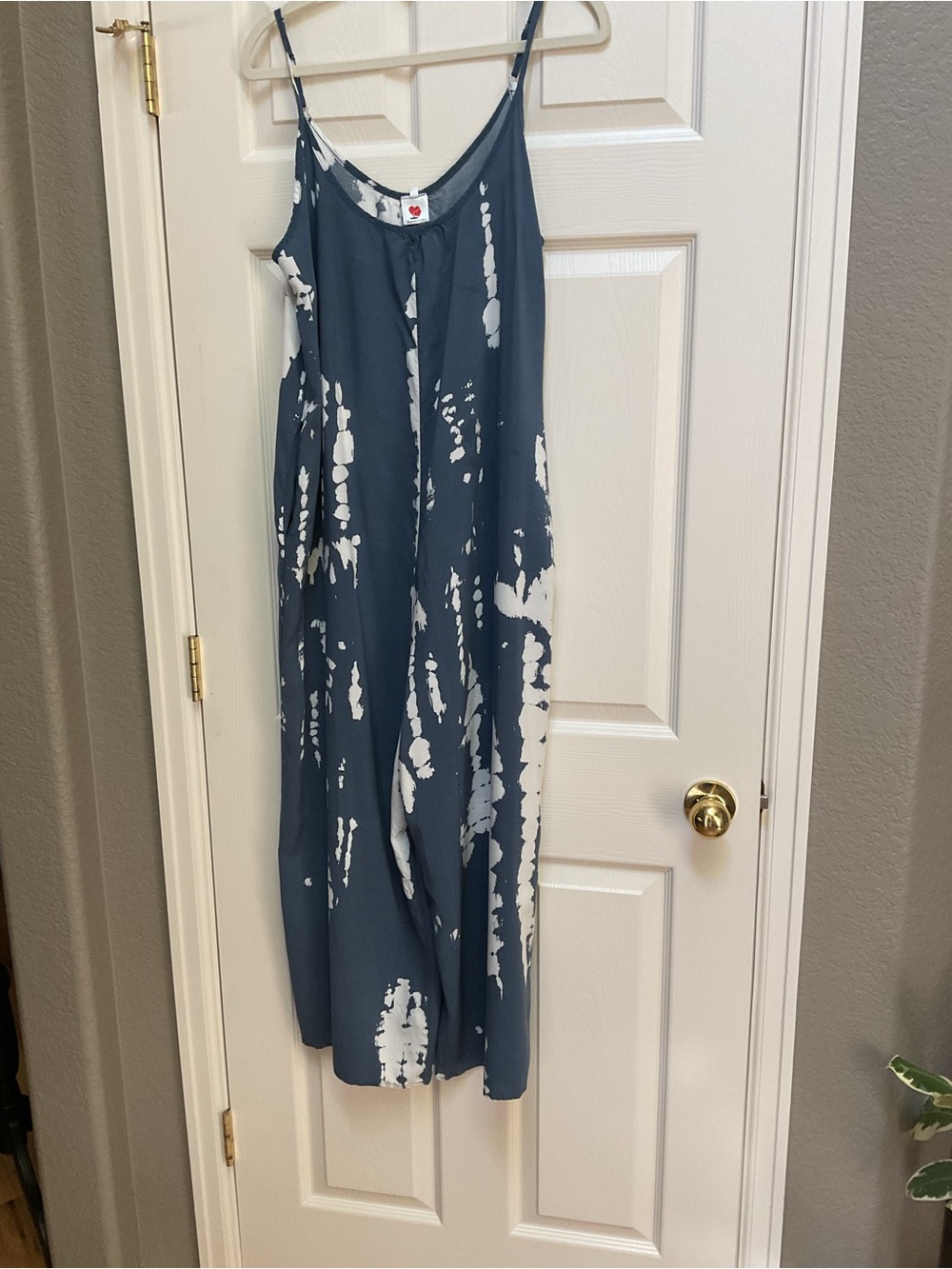 Blue & White Tie-Dye Spaghetti-Strap Jumpsuit